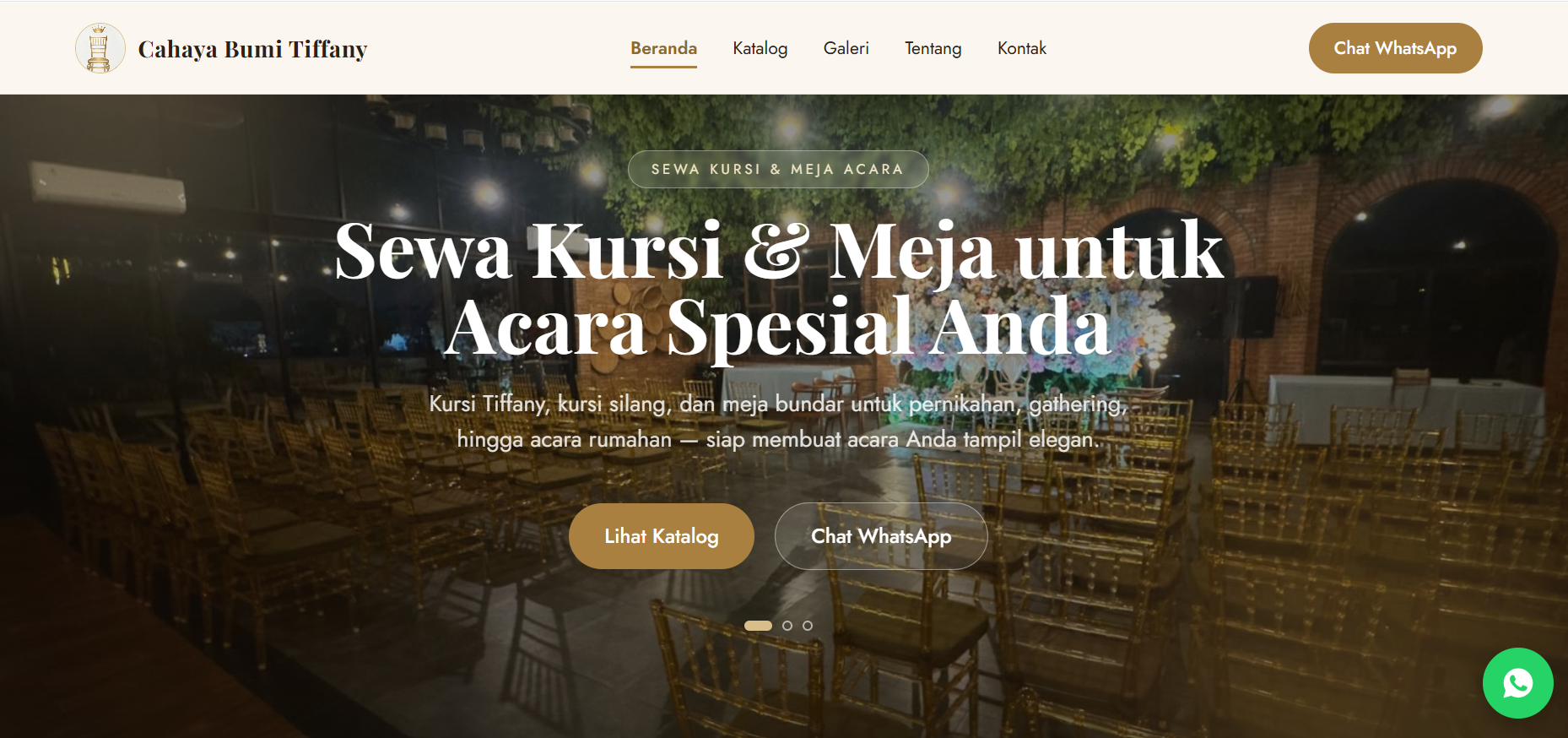 Screenshot Tiffani Kursi — Persewaan Kursi & Meja Acara